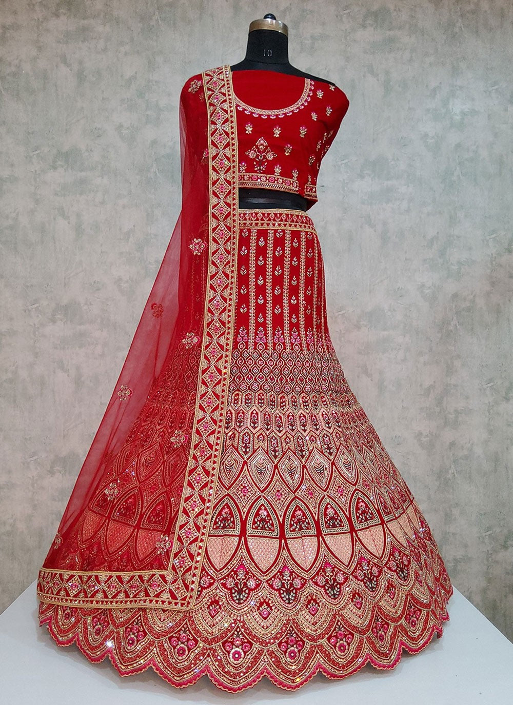 Embroidered Velvet A - Line Lehenga - L1919