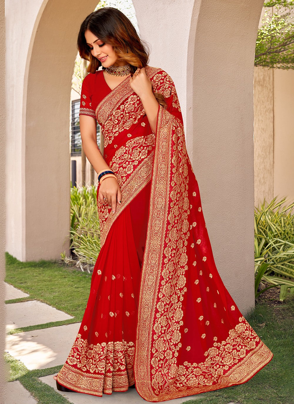 Designer Embroidered Georgette Saree - S3331