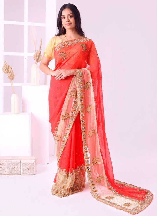 Classic Embroidered Georgette Saree - S7711