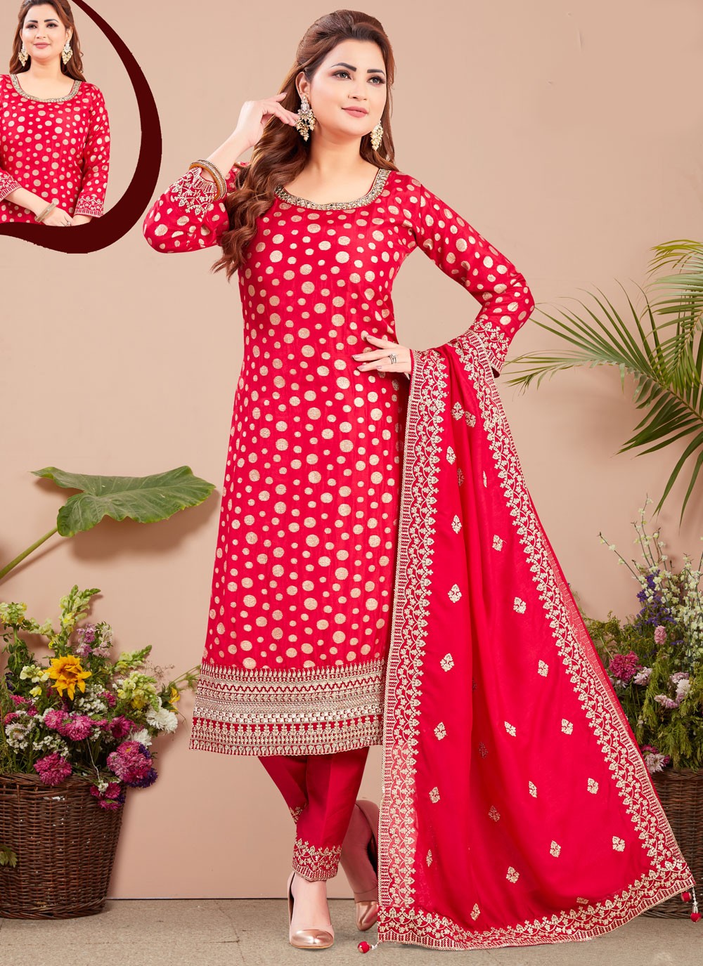 Embroidered Silk Salwar Suit - T4372