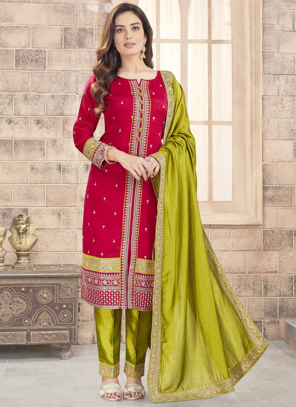 Embroidered Silk Salwar Suit - T4265