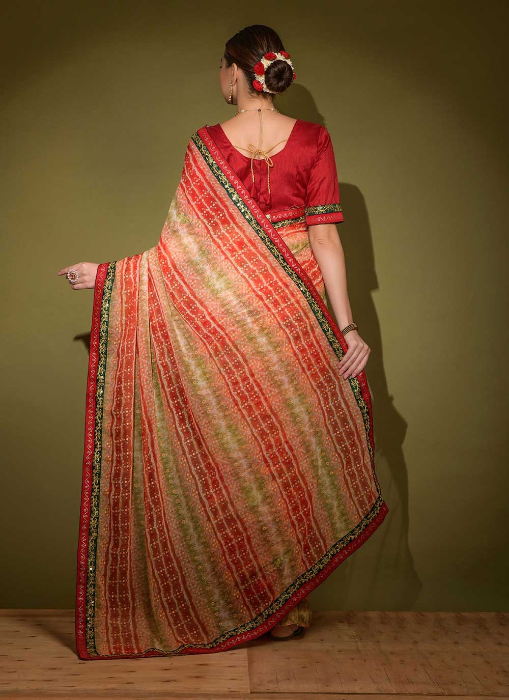 Classic Foliage Prints Georgette Saree - S2591