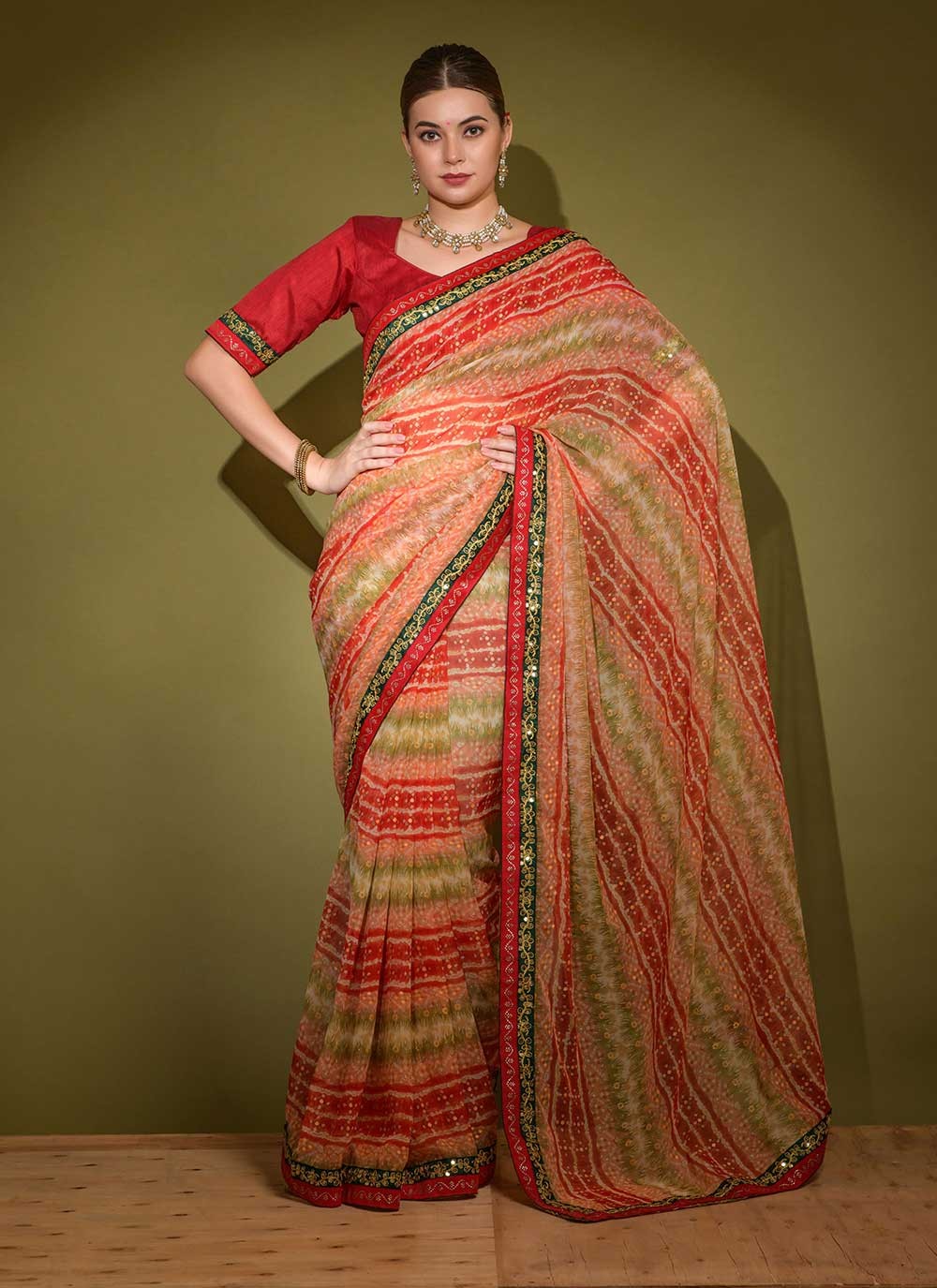 Classic Foliage Prints Georgette Saree - S2591