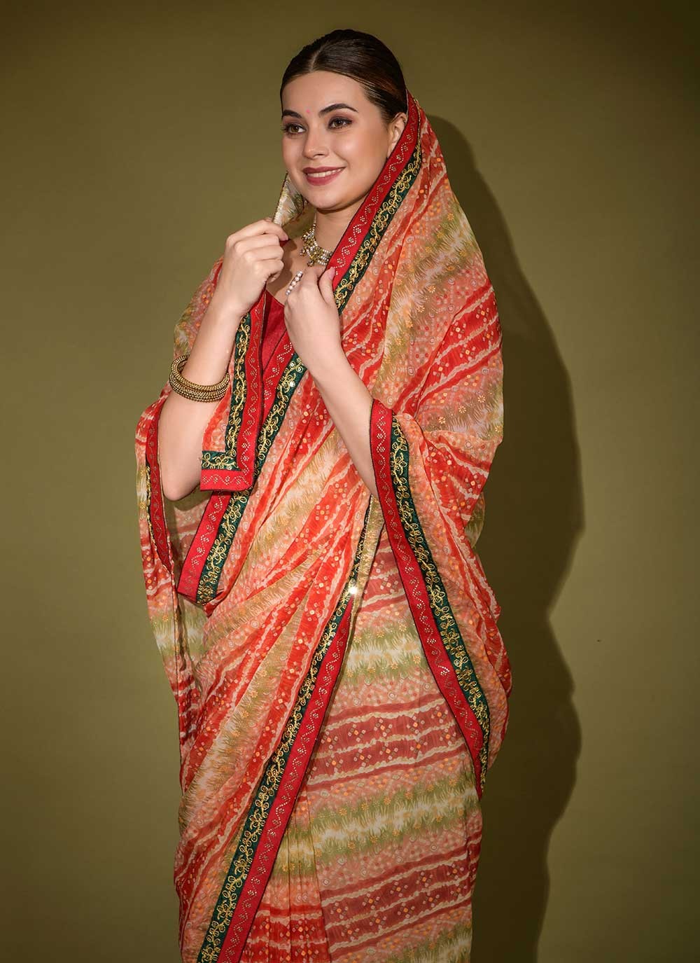 Classic Foliage Prints Georgette Saree - S2591