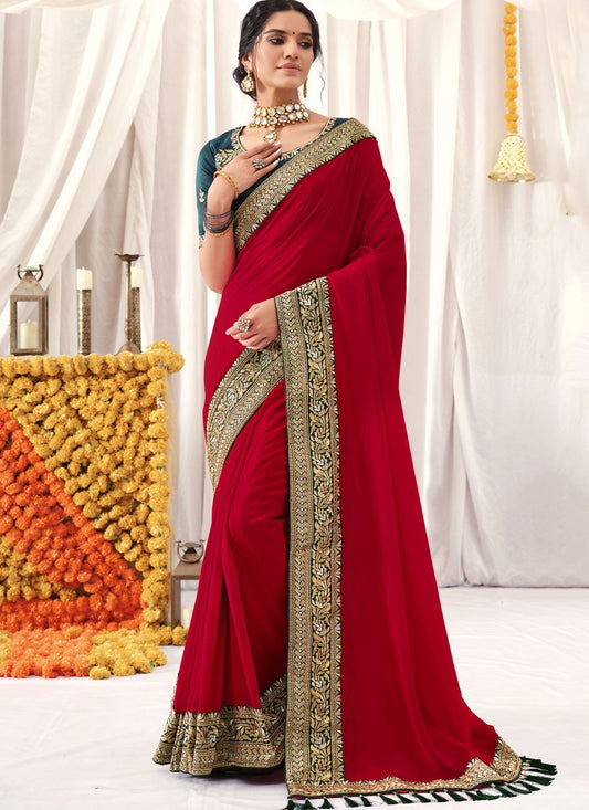 Classic Border Work Georgette Saree - S2754