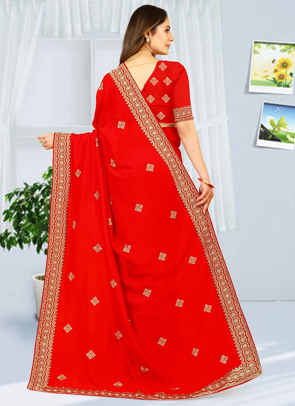 Classic Embroidered Georgette Saree - S2738