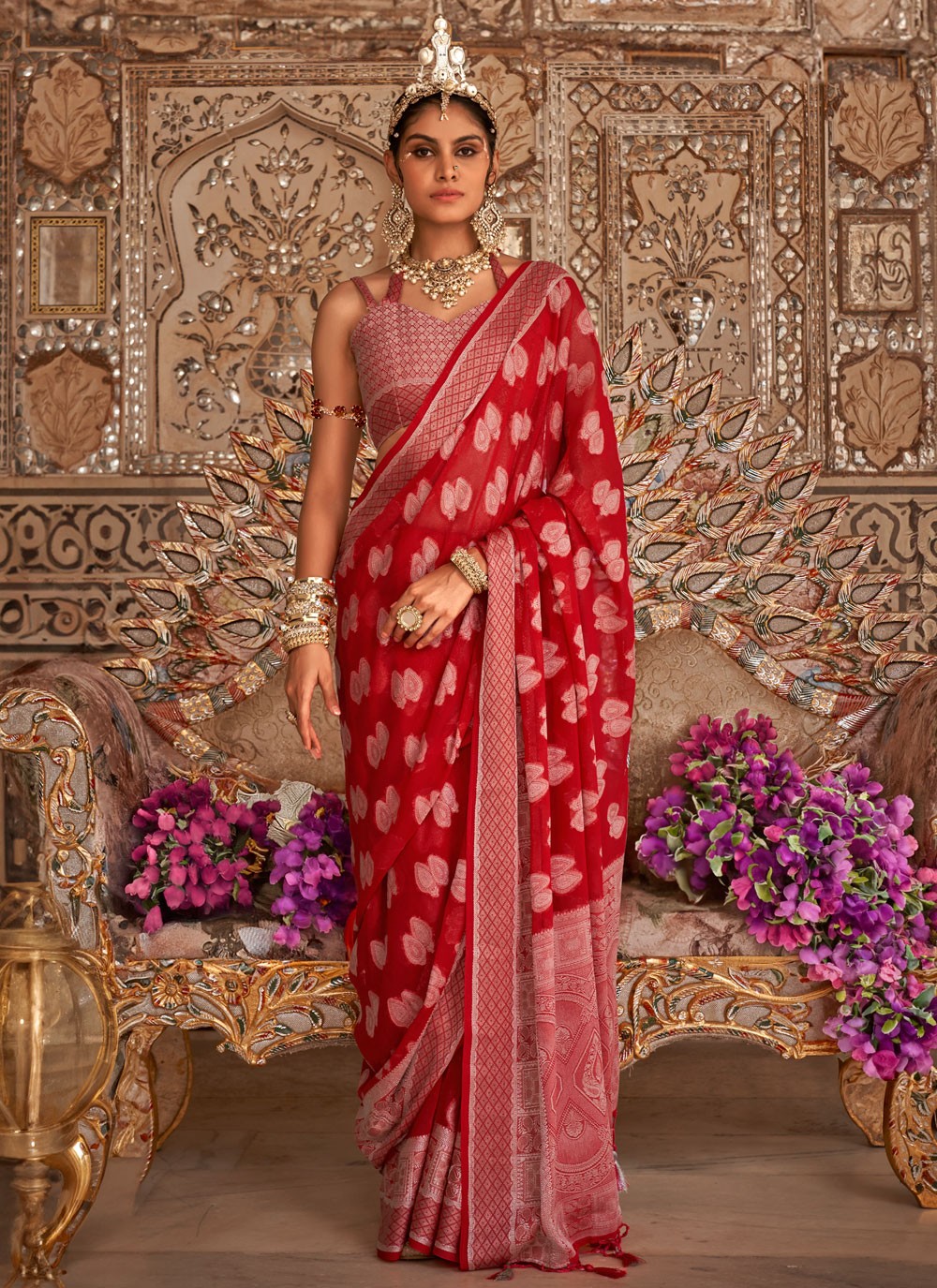 Classic Border Work Georgette Saree - S9680