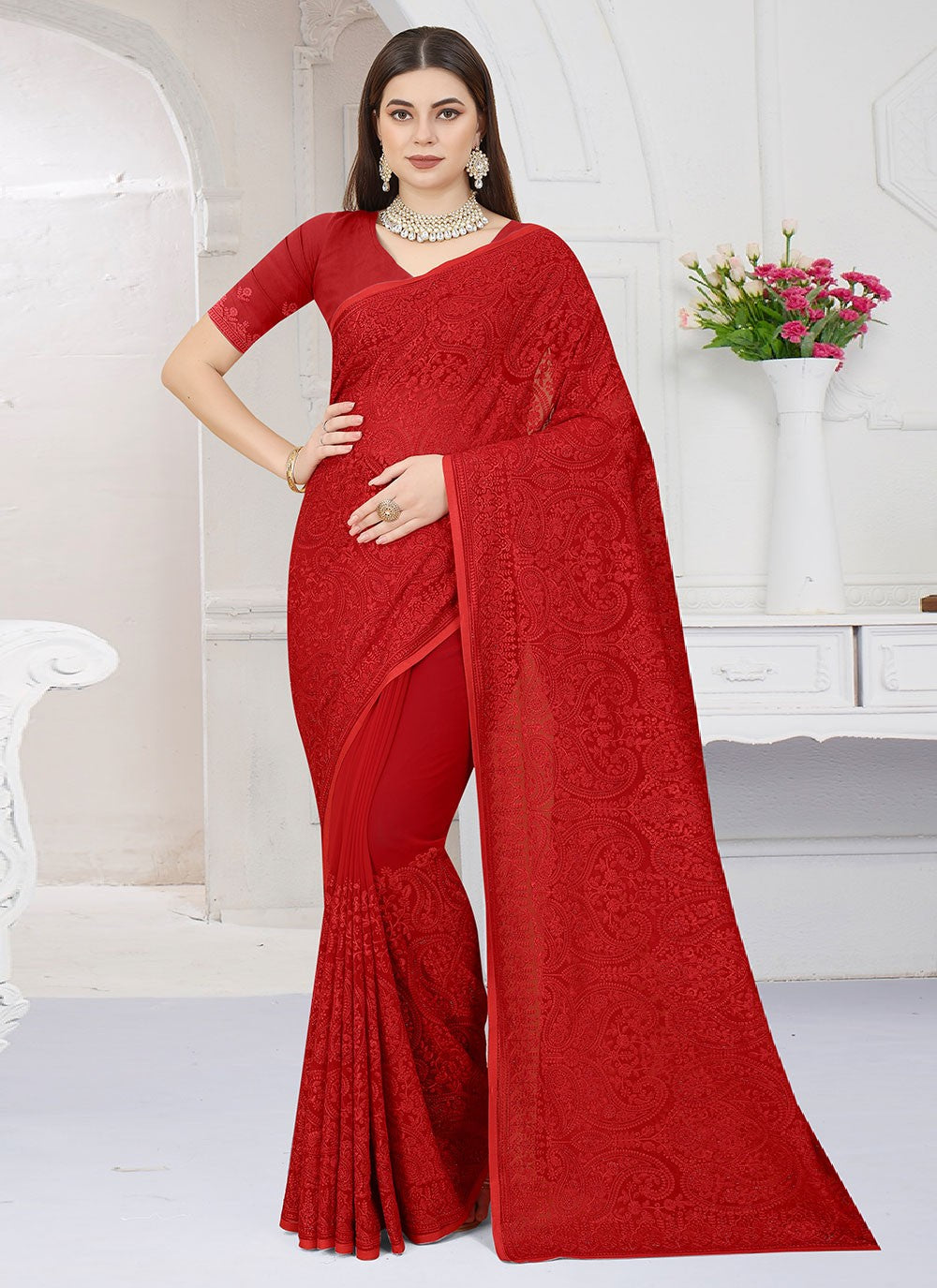 Saree Embroidered Georgette Saree - S2466