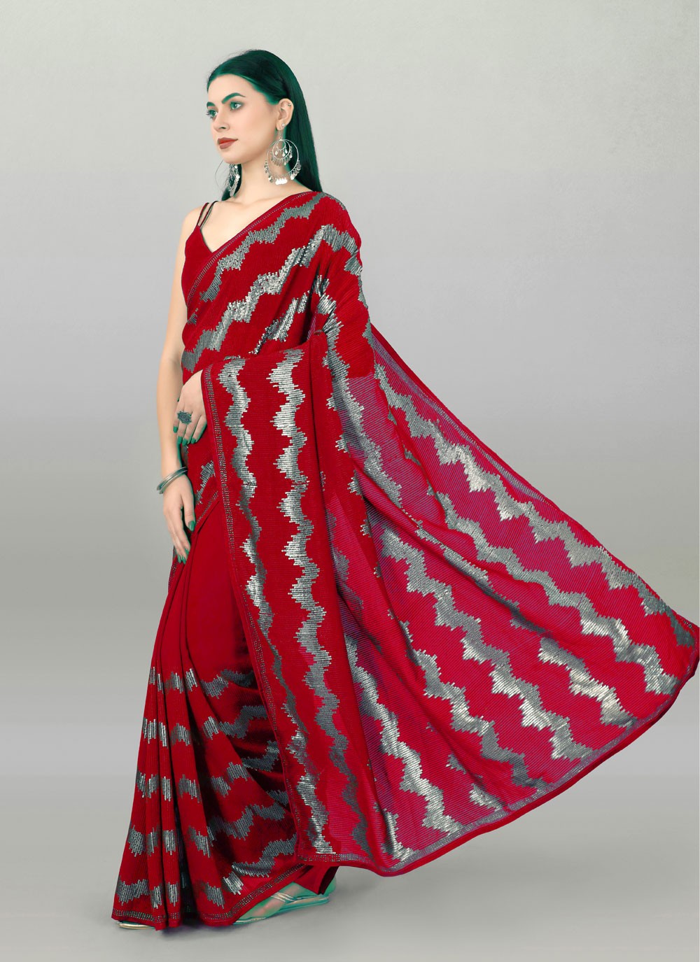 Classic Embroidered Georgette Saree - S4423