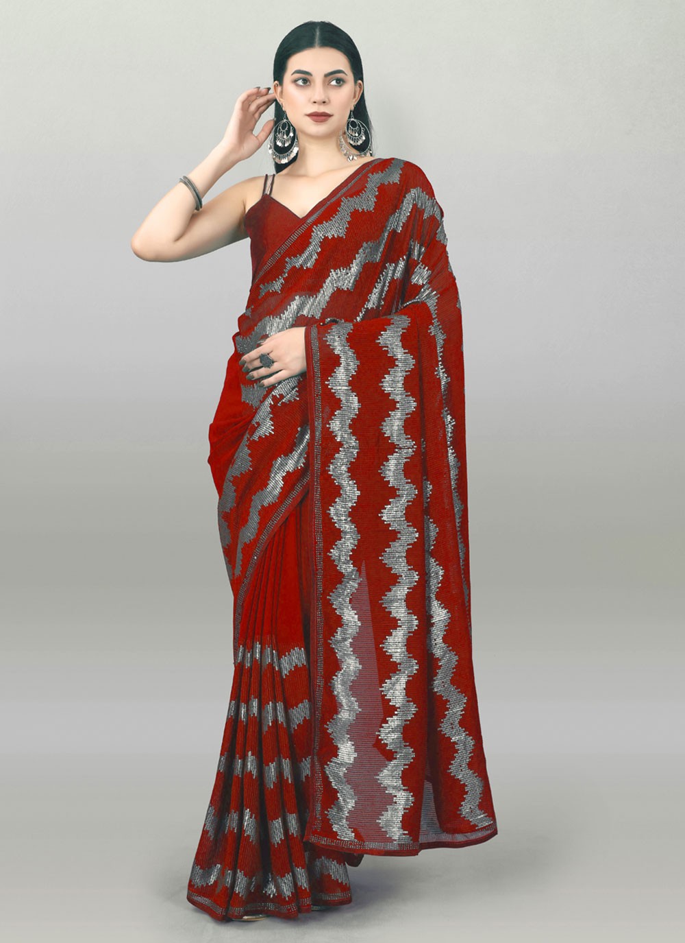 Classic Embroidered Georgette Saree - S4423