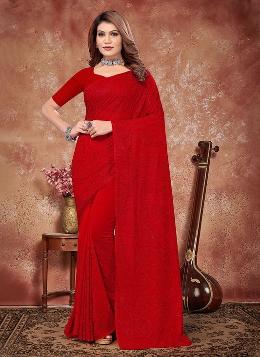 Contemporary Embroidered Georgette Saree - S4429