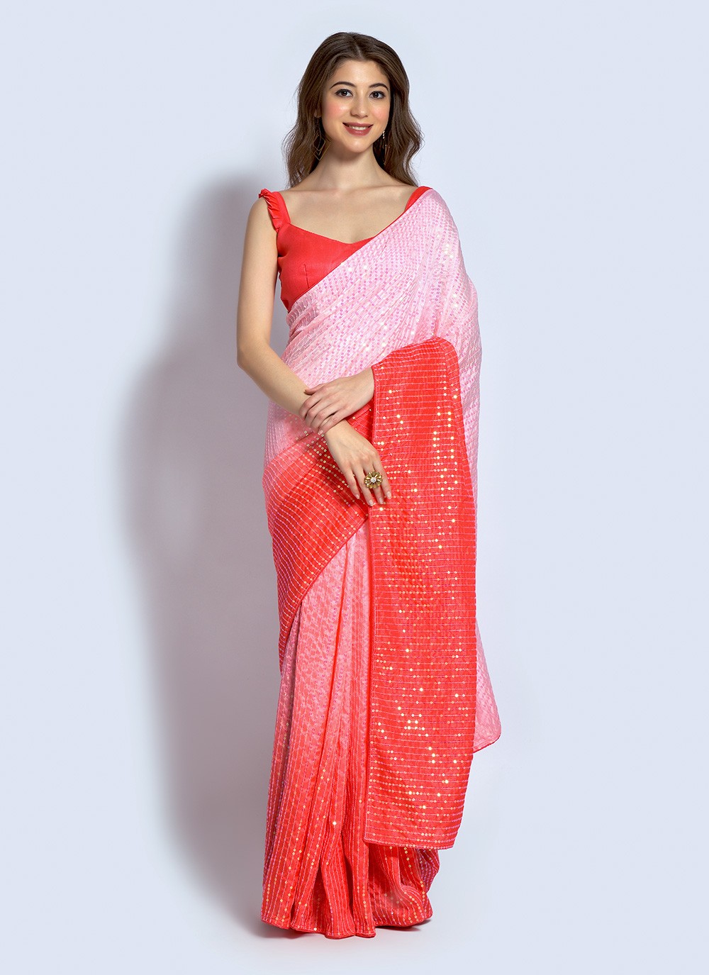 Shaded Sequins Georgette Saree - S2167