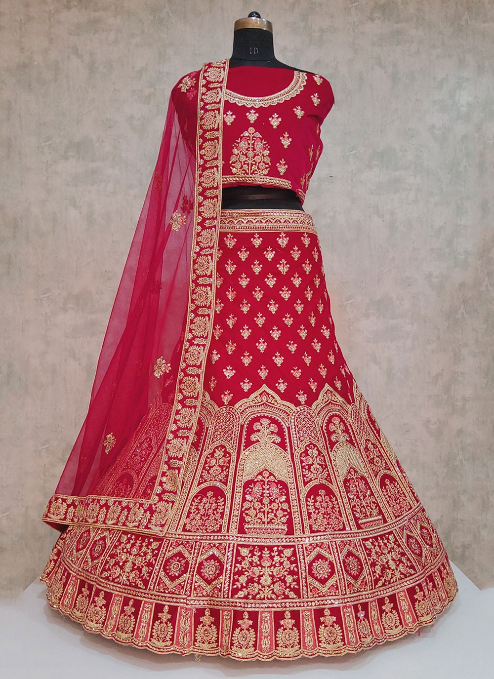 Embroidered Velvet A - Line Lehenga - L1974