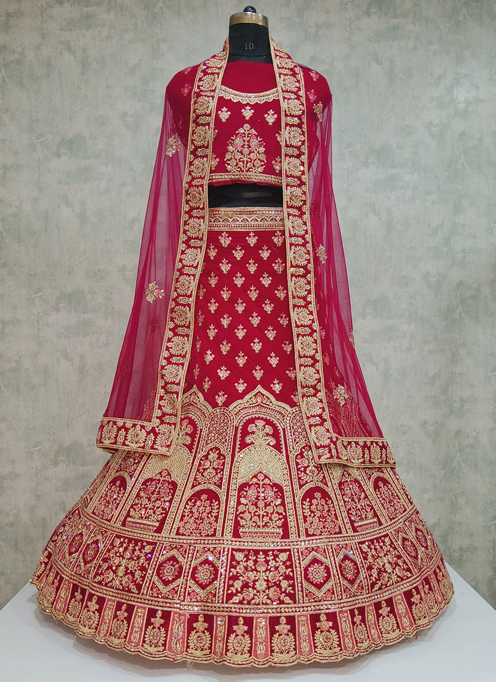 Embroidered Velvet A - Line Lehenga - L1974