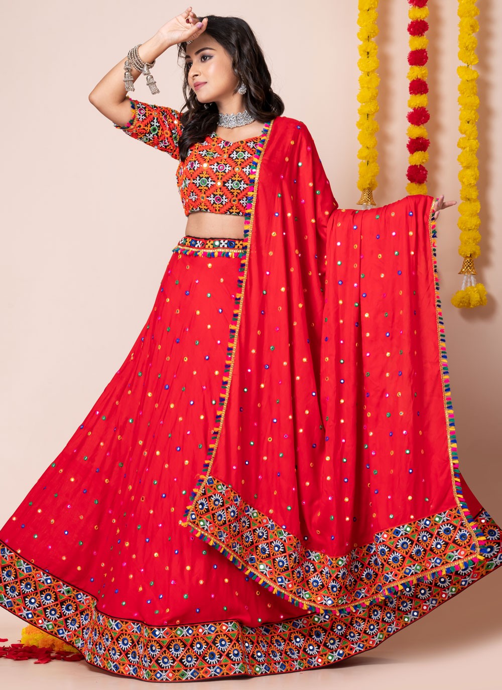 Lace Rayon A - Line Lehenga - L2193