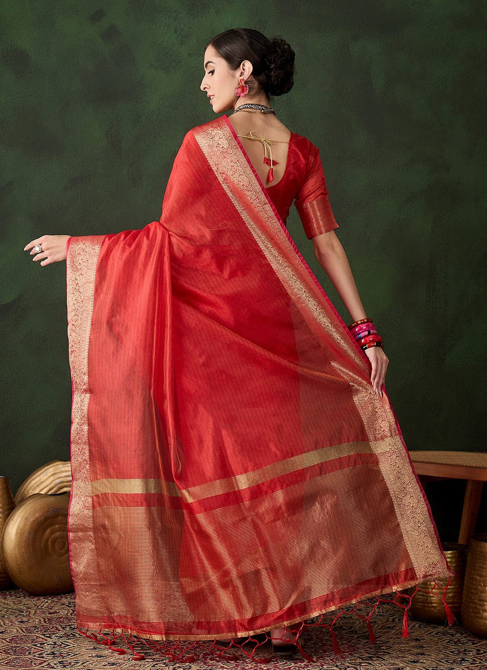 Trendy Jacquard Work Khadi, Organza Saree - S10491