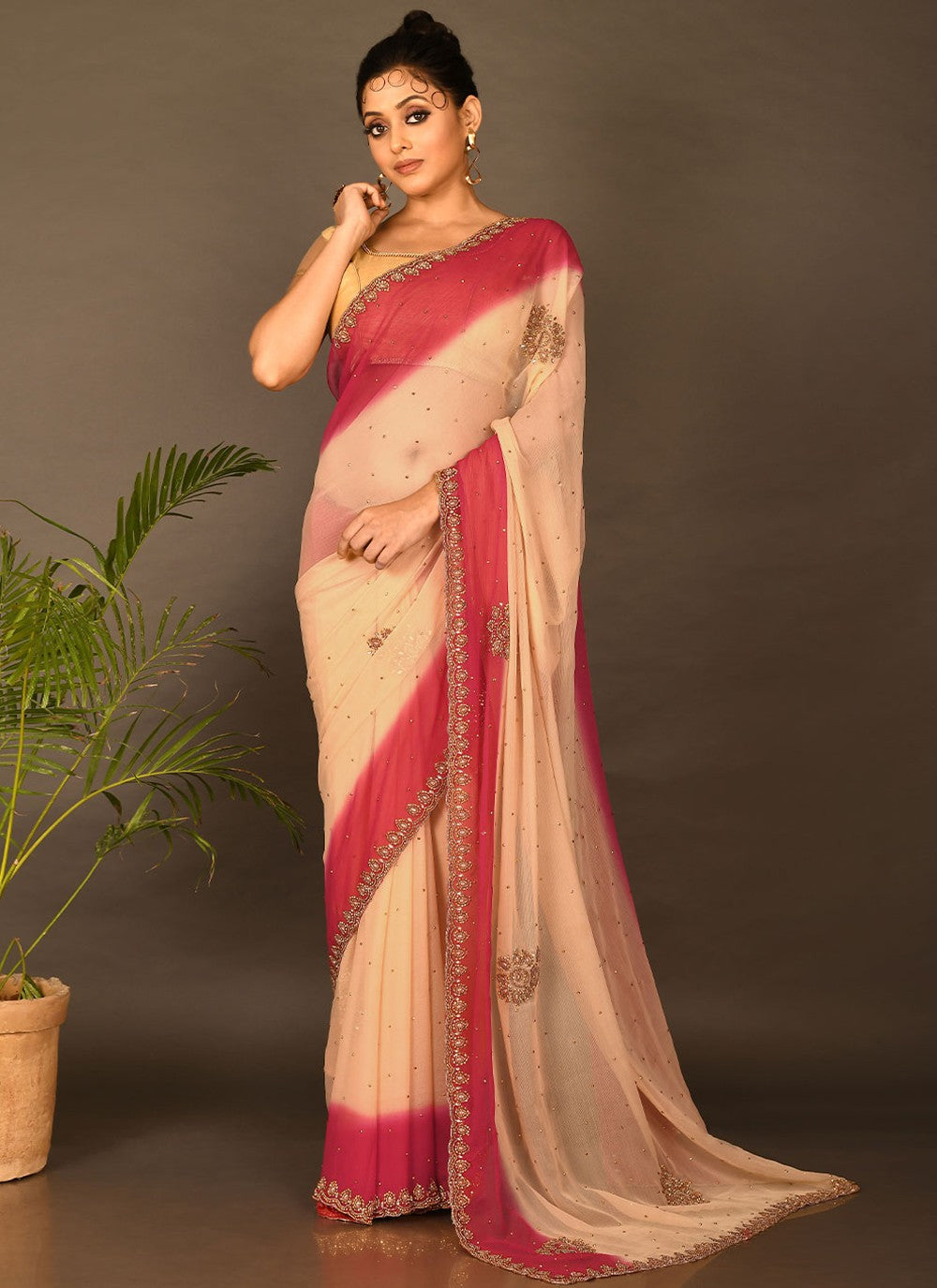 Trendy Embroidered Kanchipuram Silk Saree - S1707