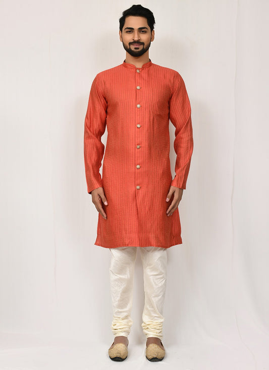 Printed Art Silk, Jacquard Red Kurta Pyjama - M2523