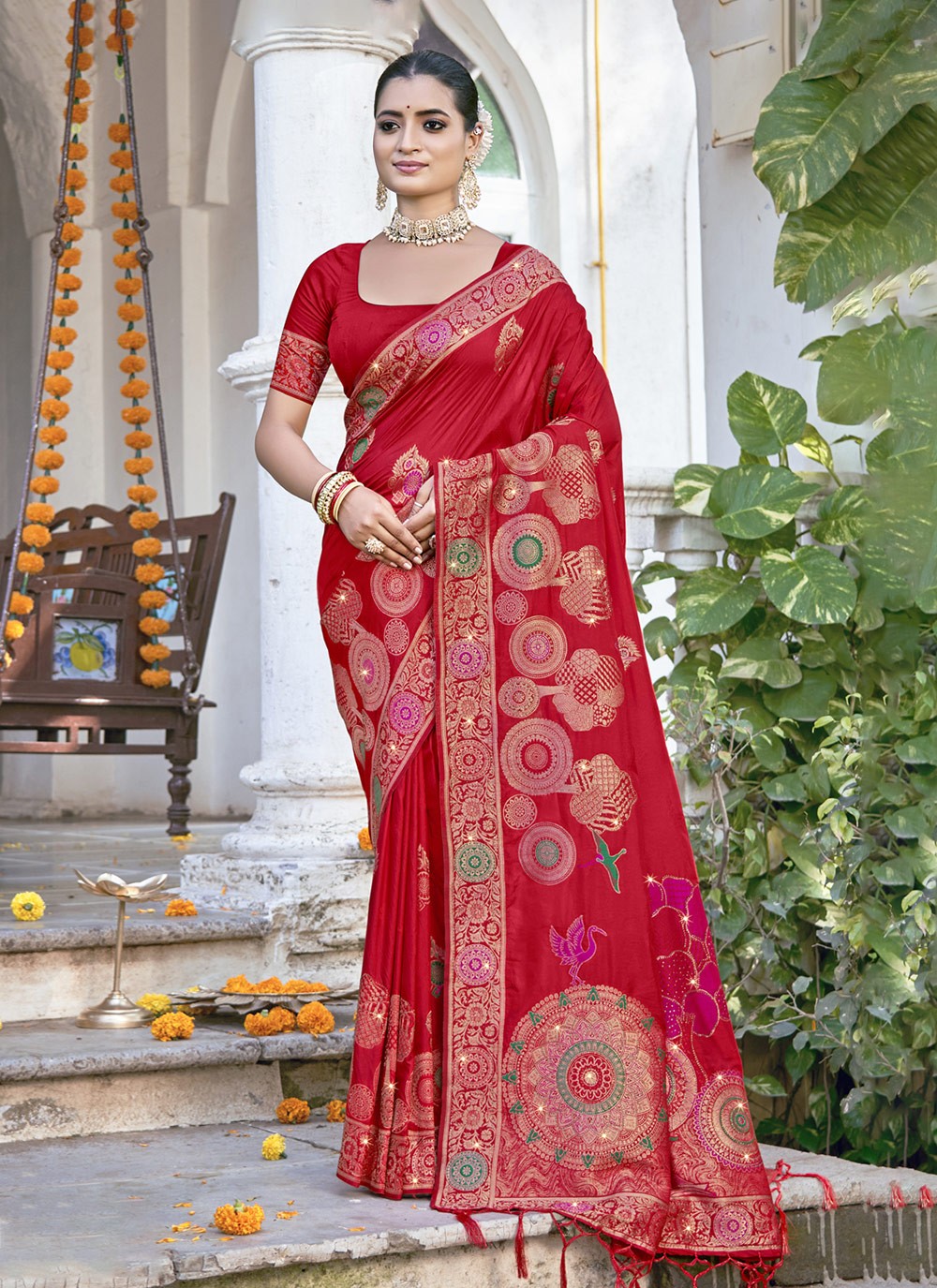 Printed, Zari Silk Saree - S12127