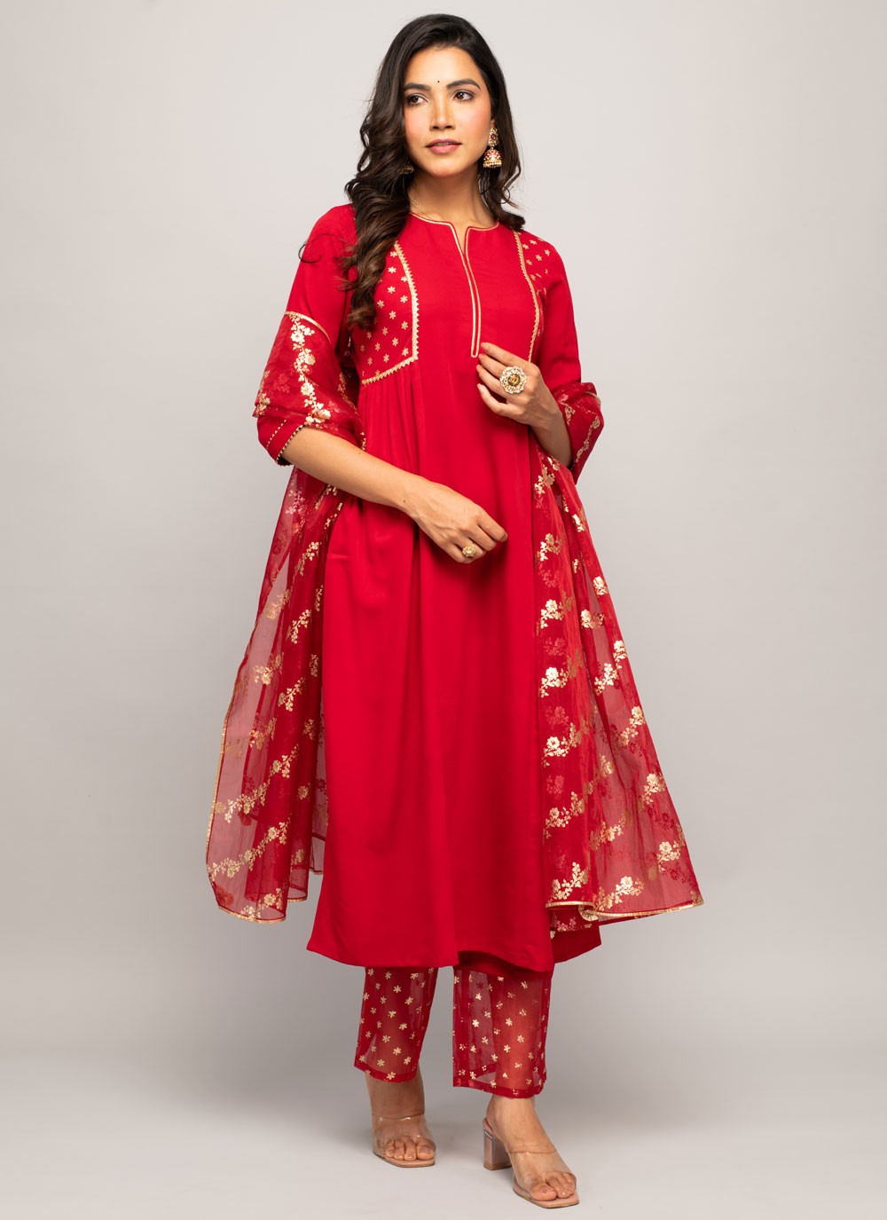 Faux Crepe Salwar Suit - T1674