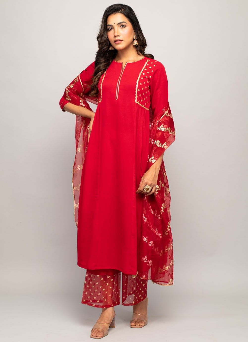 Faux Crepe Salwar Suit - T1674