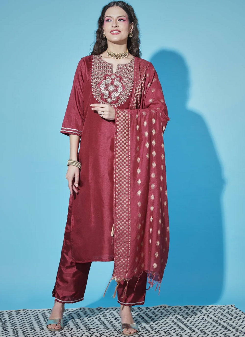 Cotton , Silk Blend Salwar Suit - T1589