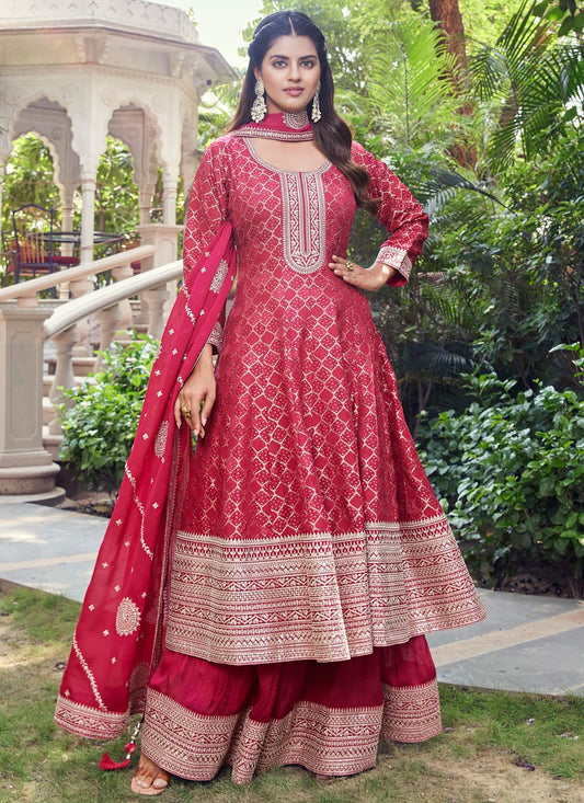 Embroidered Silk Salwar Suit - T4794