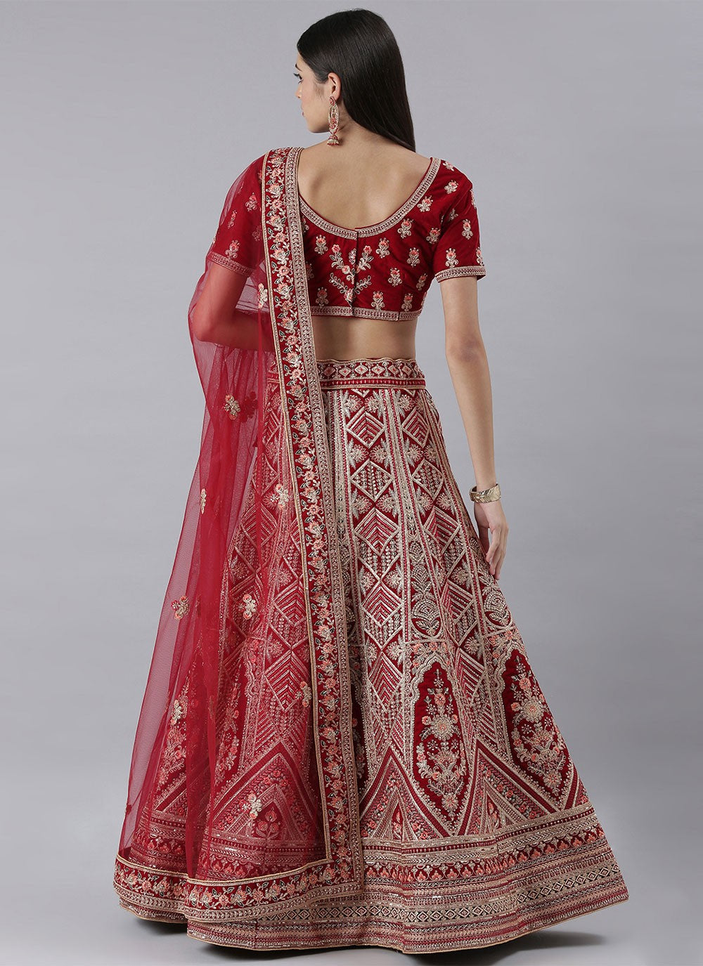 Embroidered Silk A - Line Lehenga - L0709