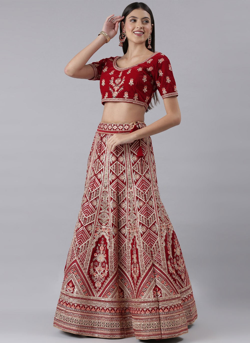 Embroidered Silk A - Line Lehenga - L0709