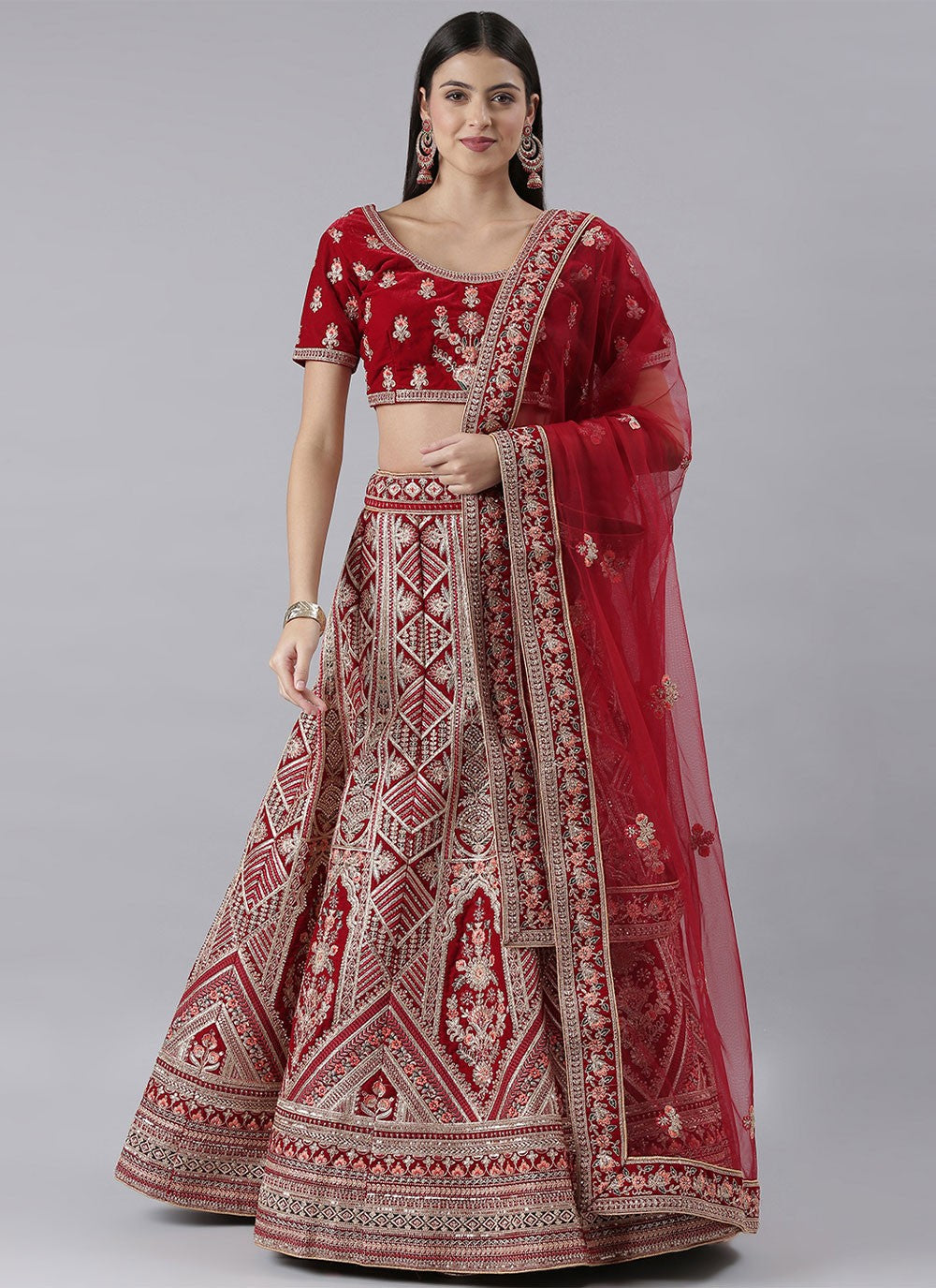 Embroidered Silk A - Line Lehenga - L0709