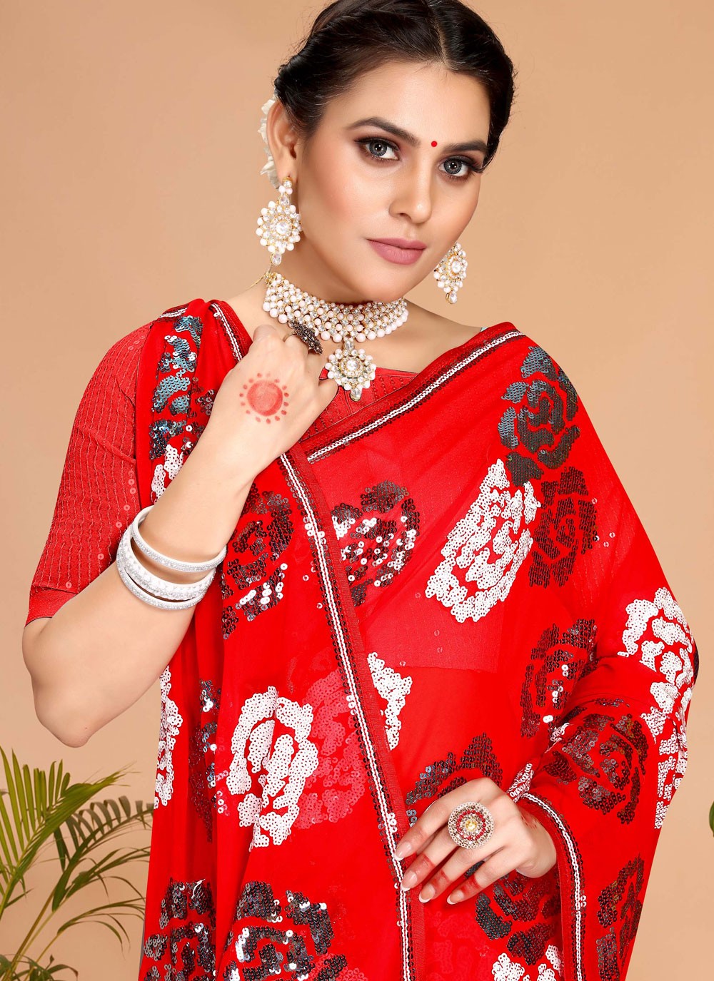 Classic Embroidered Georgette Saree - S7569