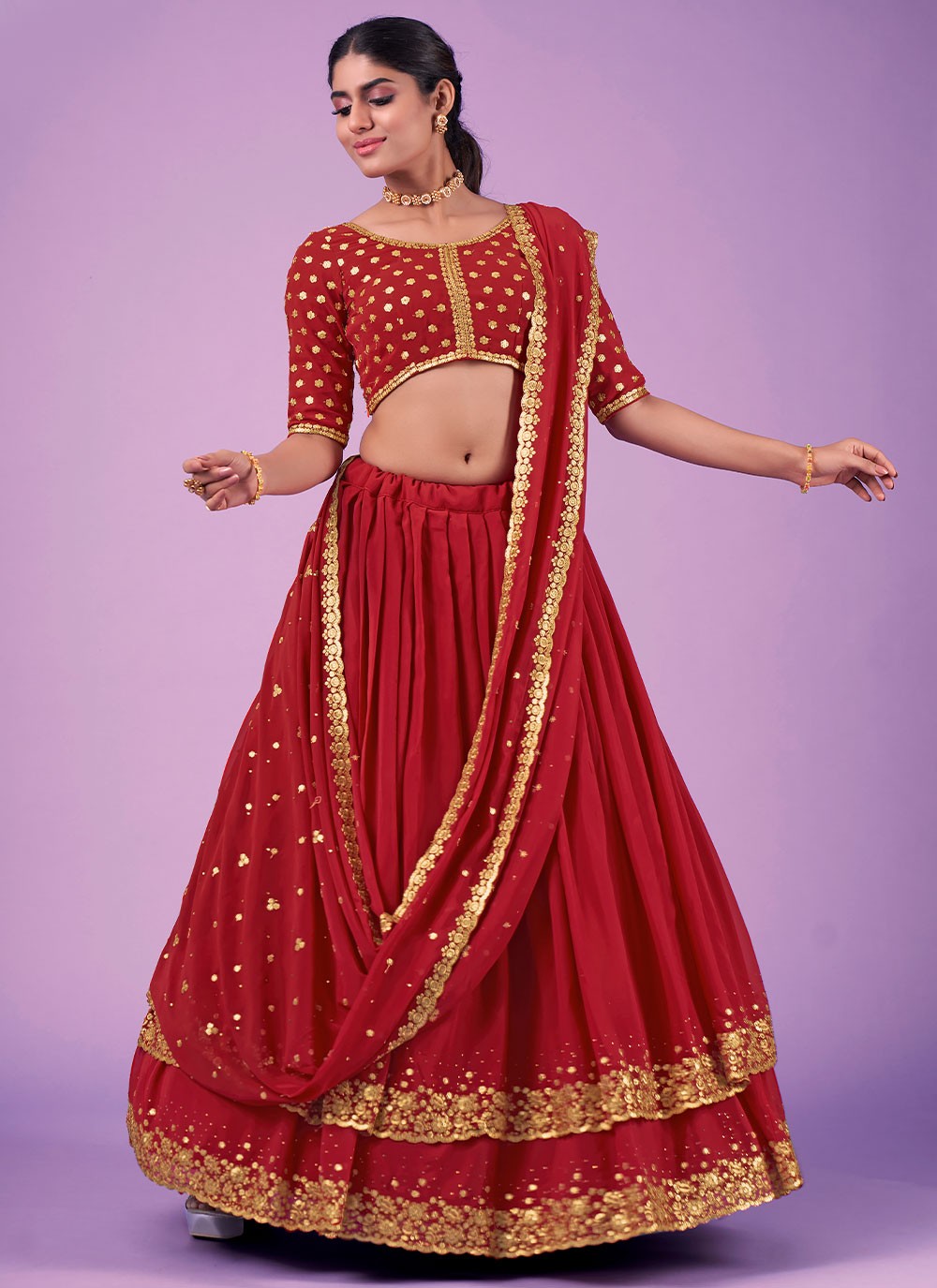 Gota Patti Georgette A - Line Lehenga - L0736