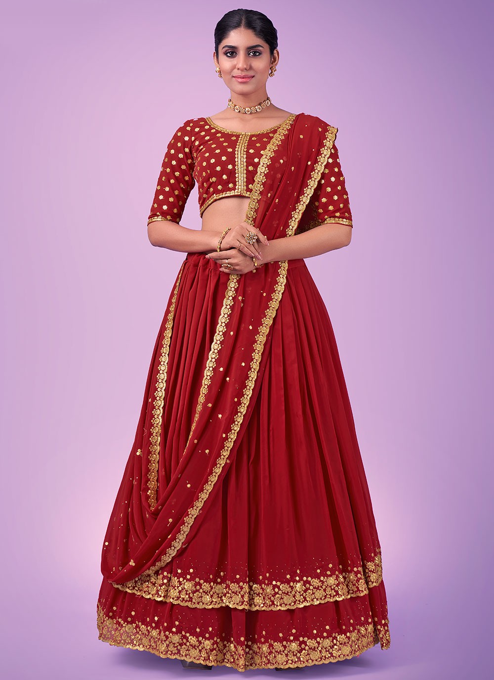 Gota Patti Georgette A - Line Lehenga - L0736