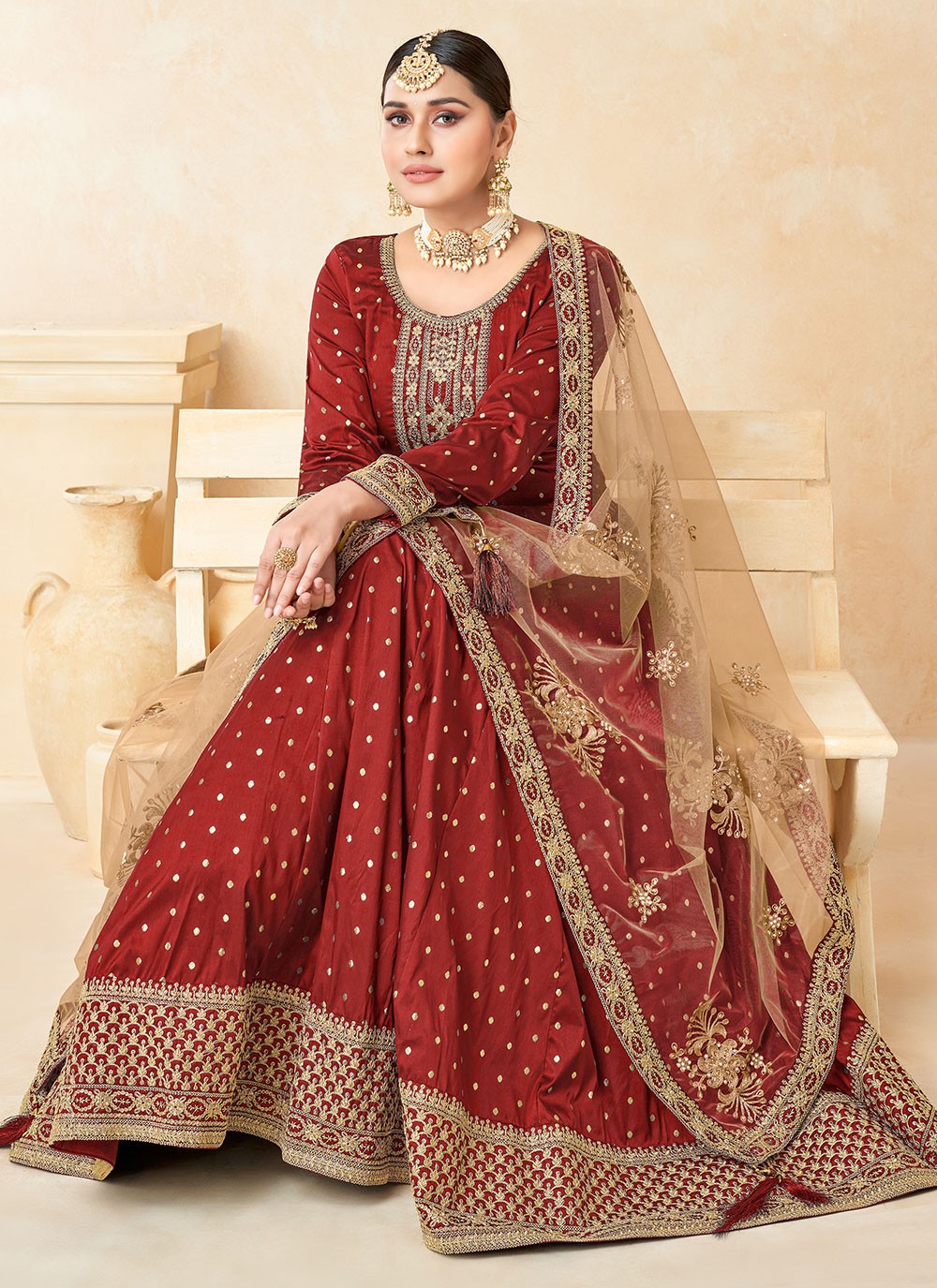 Tafeta Silk Anarkali - T931