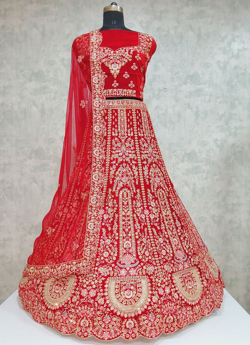 Embroidered Velvet A - Line Lehenga - L1919