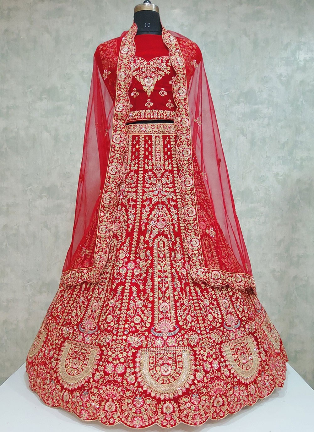 Embroidered Velvet A - Line Lehenga - L1919