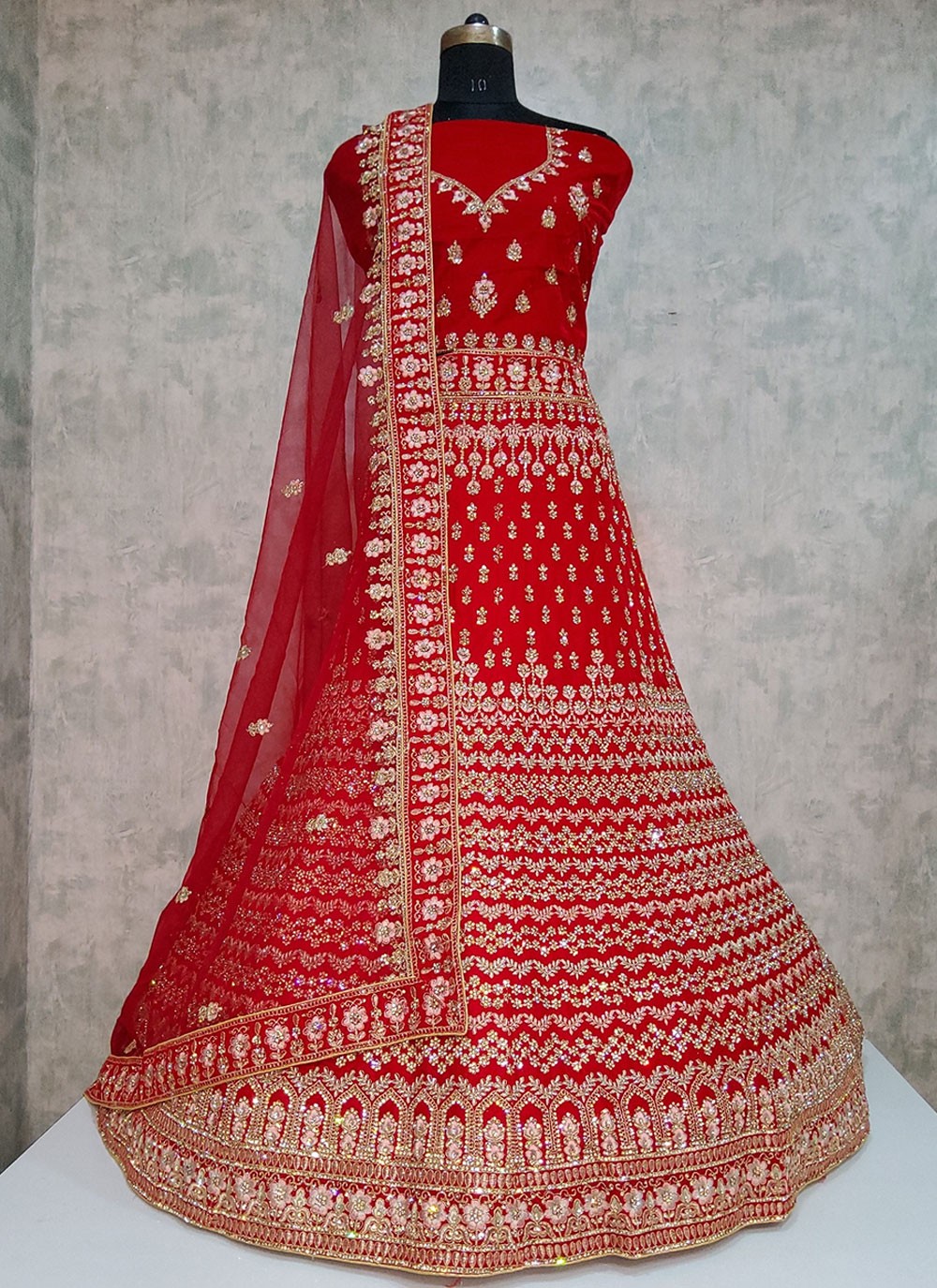 Embroidered Velvet A - Line Lehenga - L1974