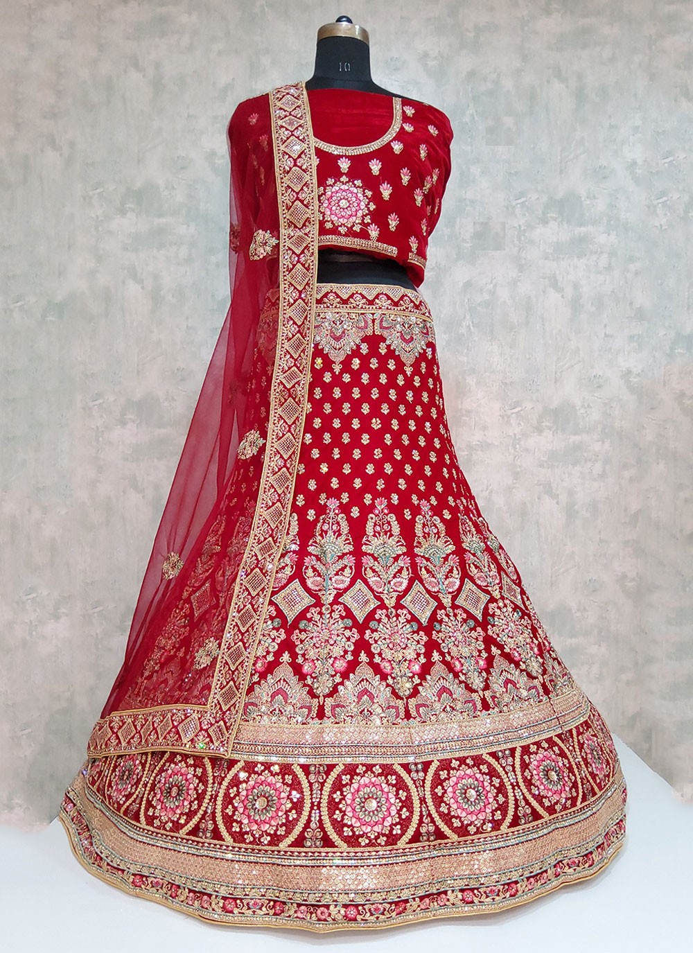 Embroidered Velvet A - Line Lehenga - L2026