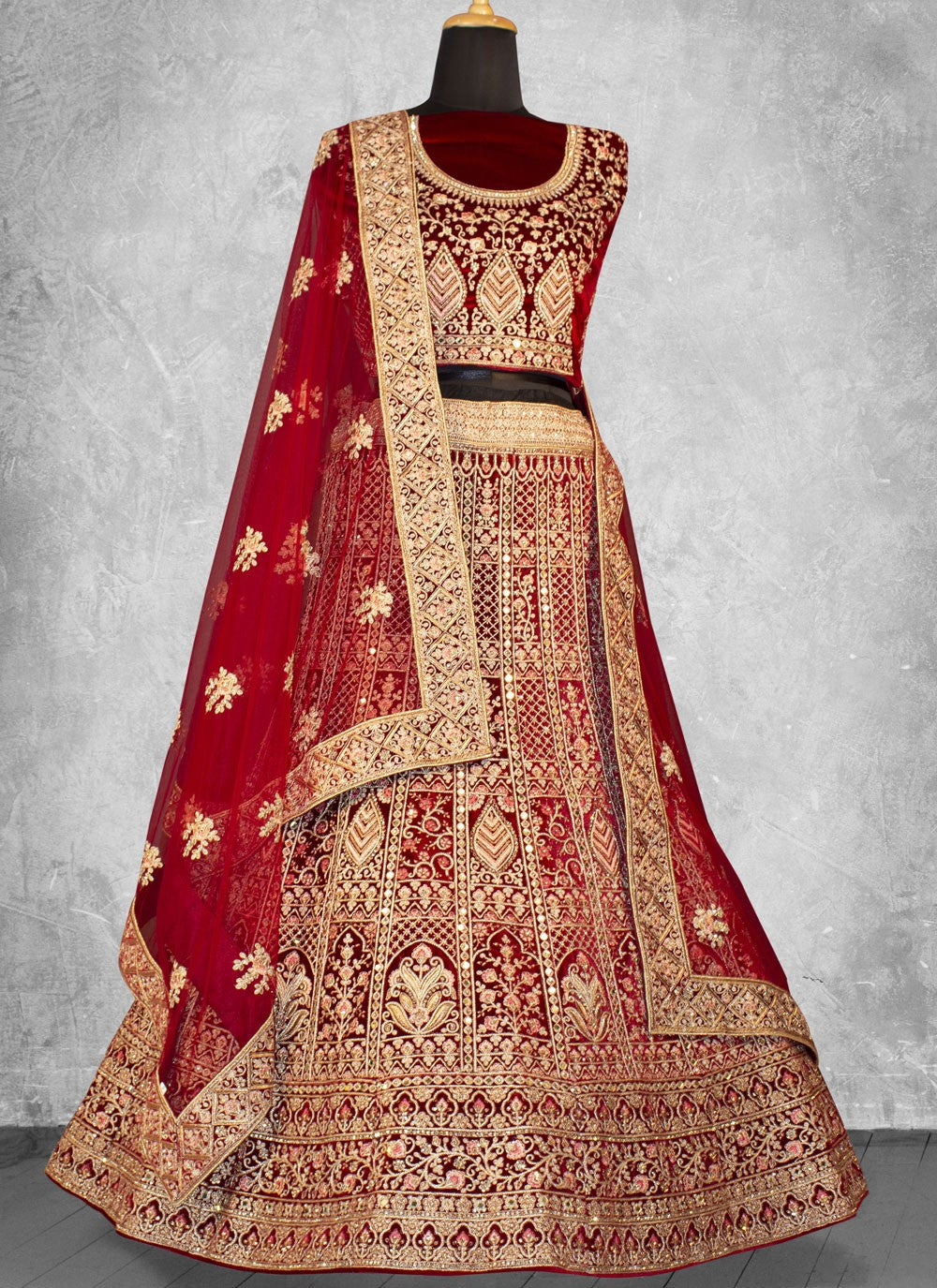 Embroidered Velvet Lehenga - L3067