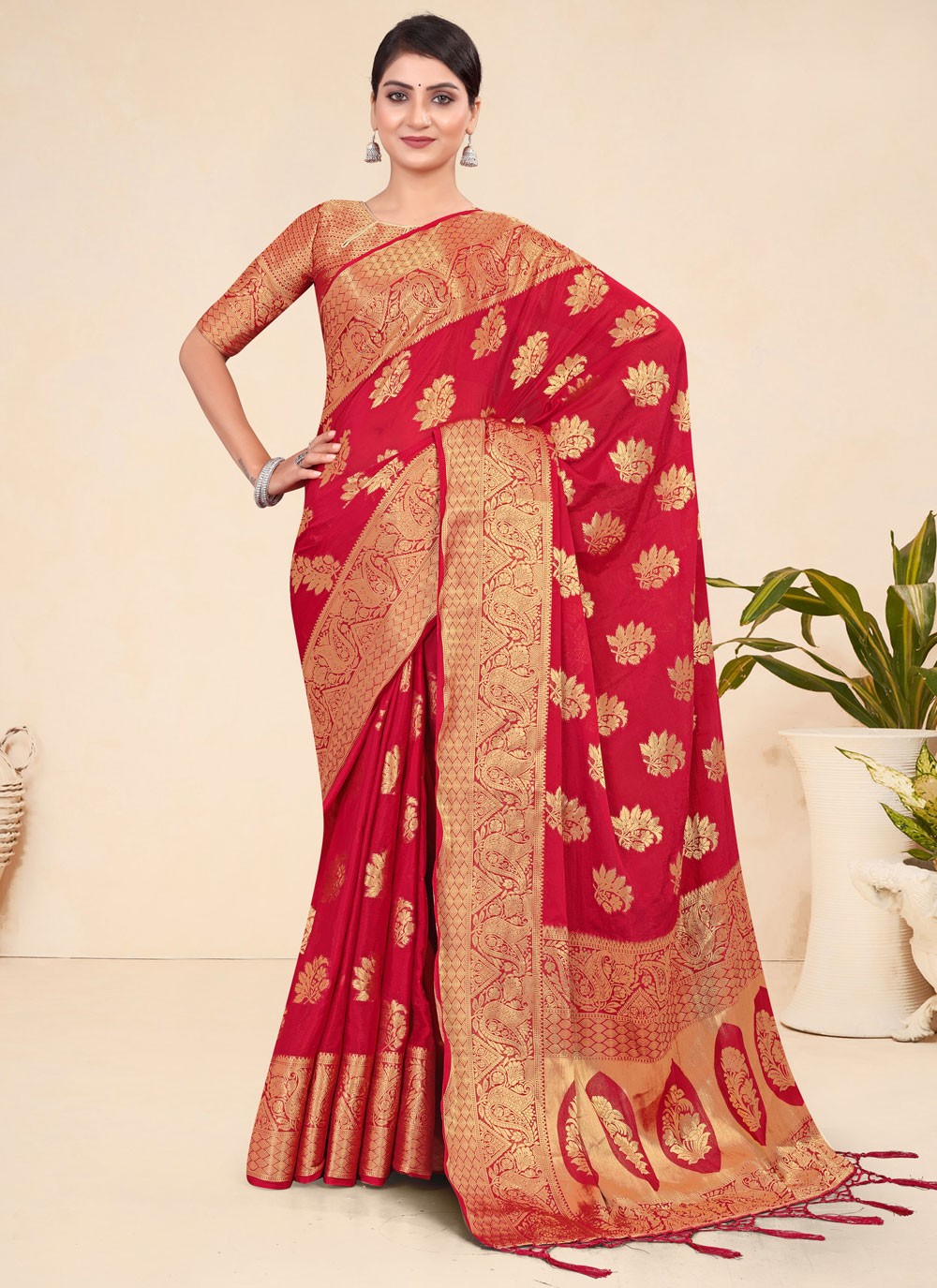 Trendy Weaving Zari Viscose Purple Saree - S10698