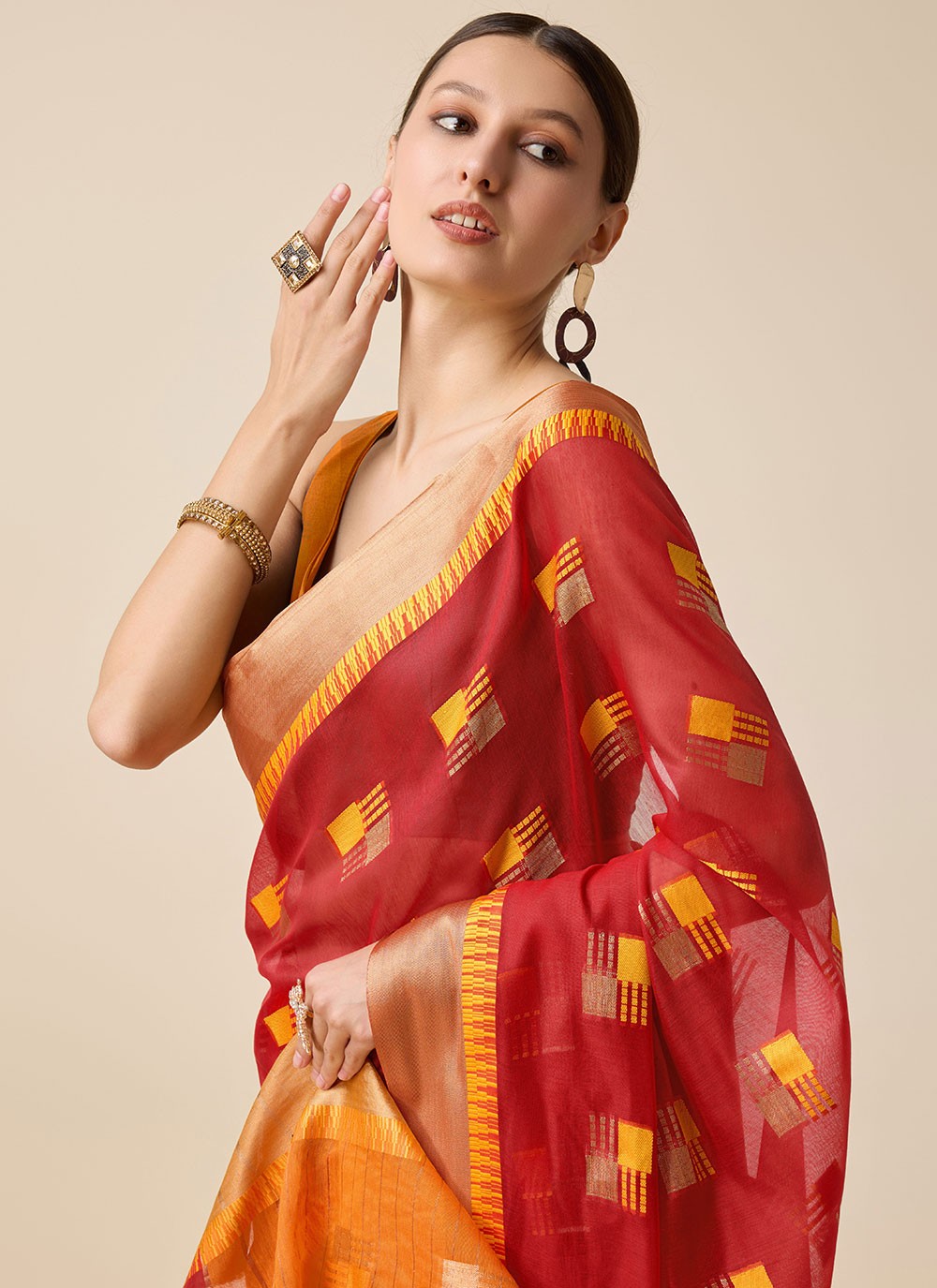 Classic Weaving Zari Cotton Silk Saree - S6999