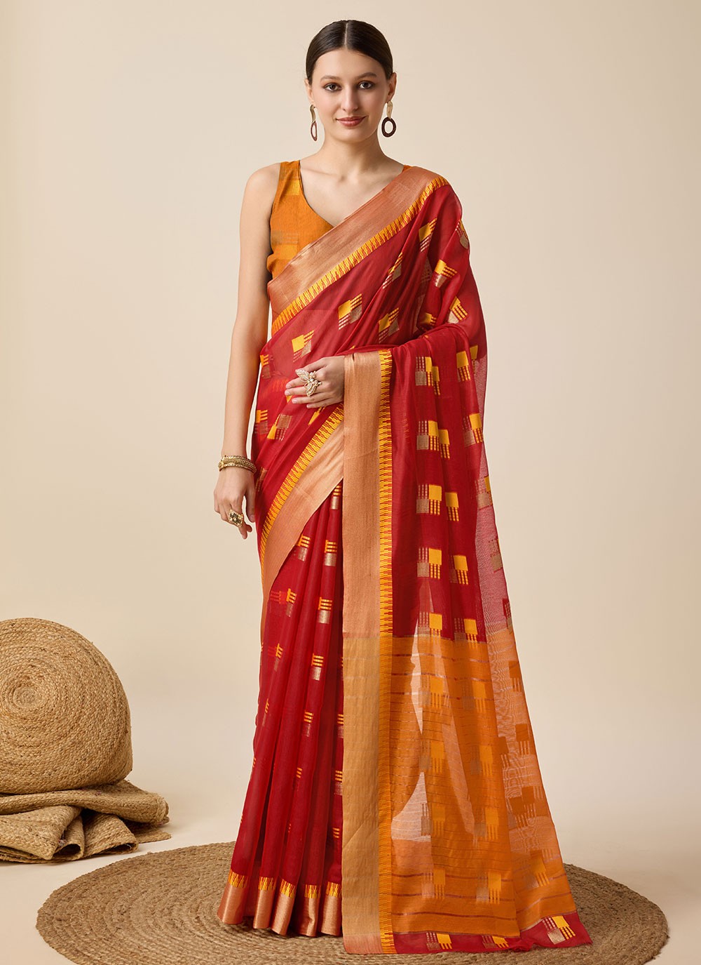 Classic Weaving Zari Cotton Silk Saree - S6999