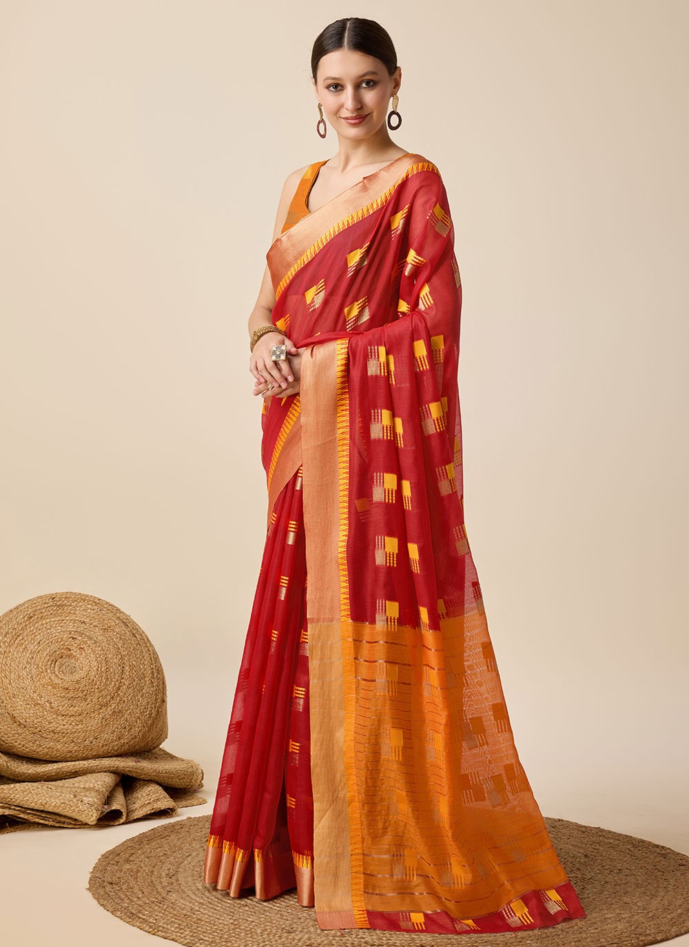 Classic Weaving Zari Cotton Silk Saree - S6999