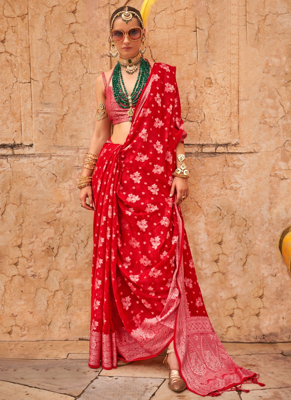 Classic Weaving Zari Georgette Saree - S9020