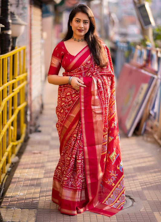 Classic Printed Cotton , Crepe Silk Saree - S5825