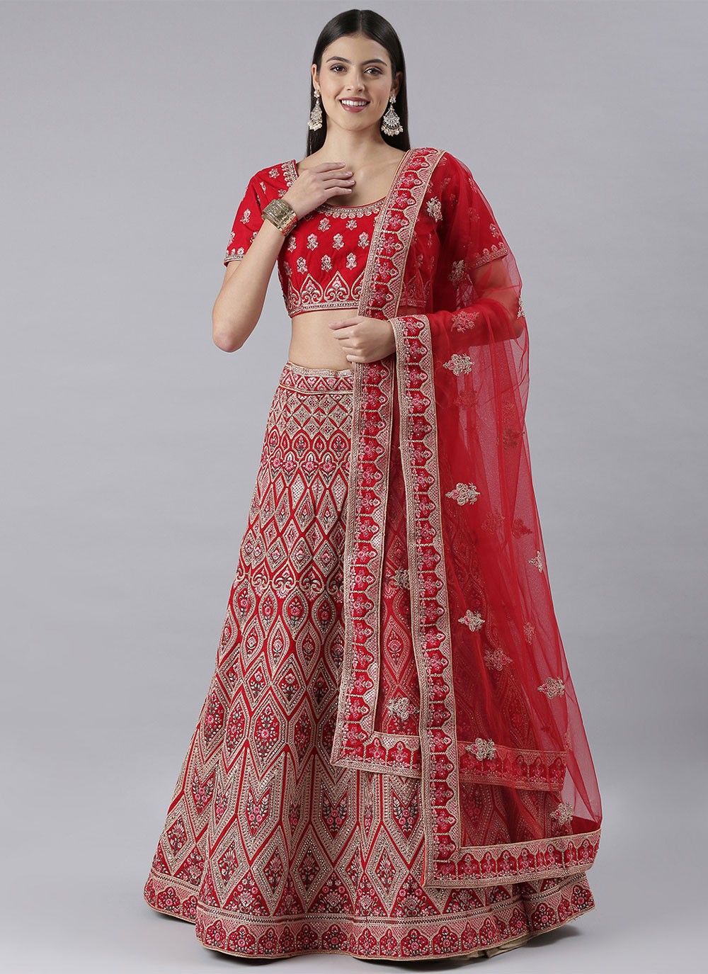 Embroidered Silk A - Line Lehenga - L0709