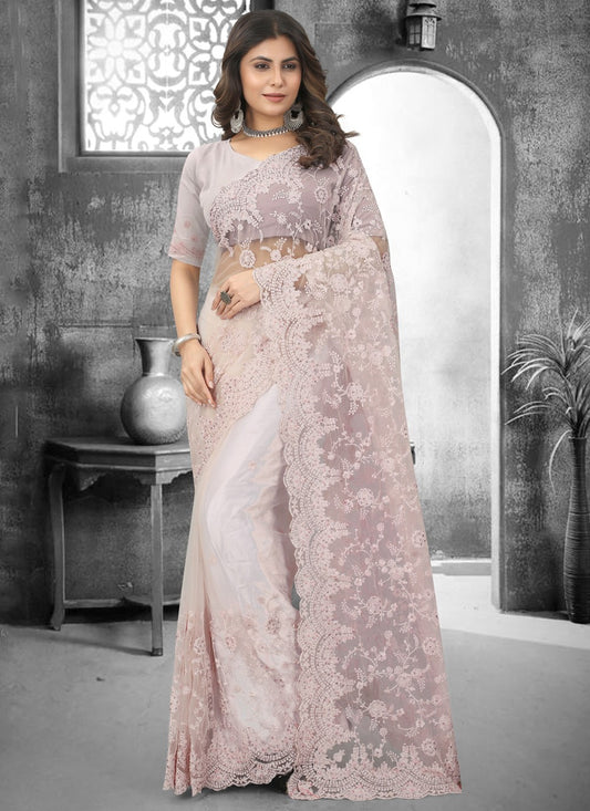 Classic Embroidered Net Saree - S3120