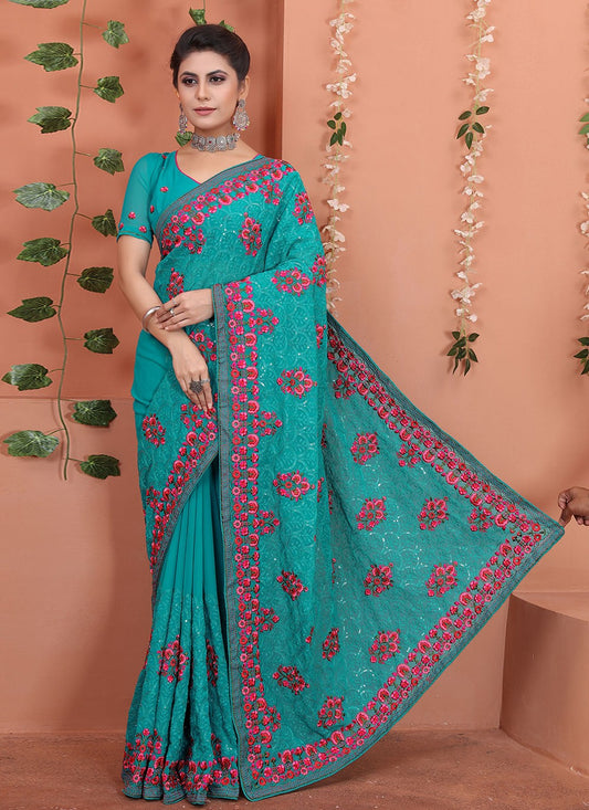 Traditional Embroidered Georgette Saree - S1701