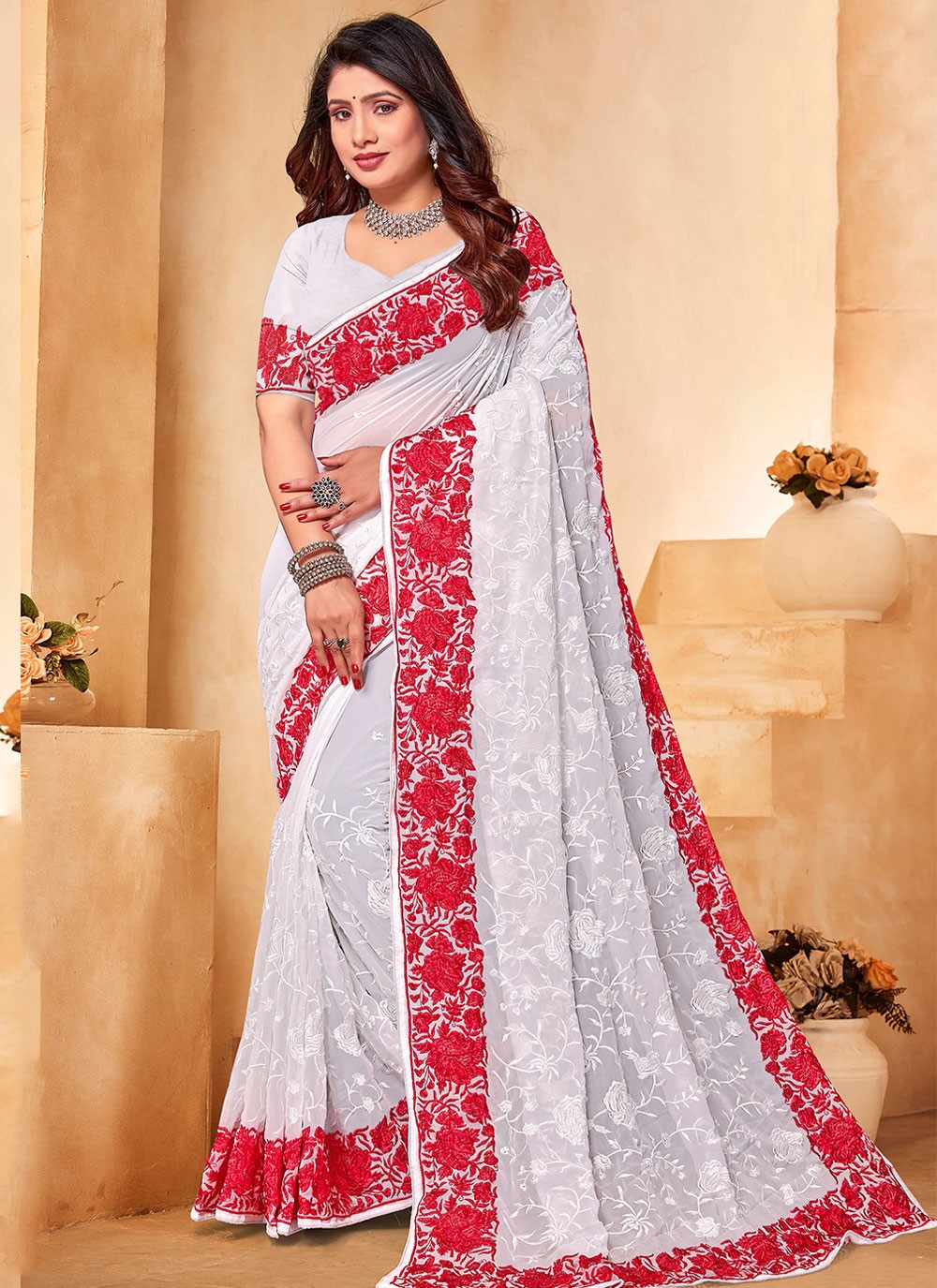 Classic Embroidered Georgette Saree - S6262