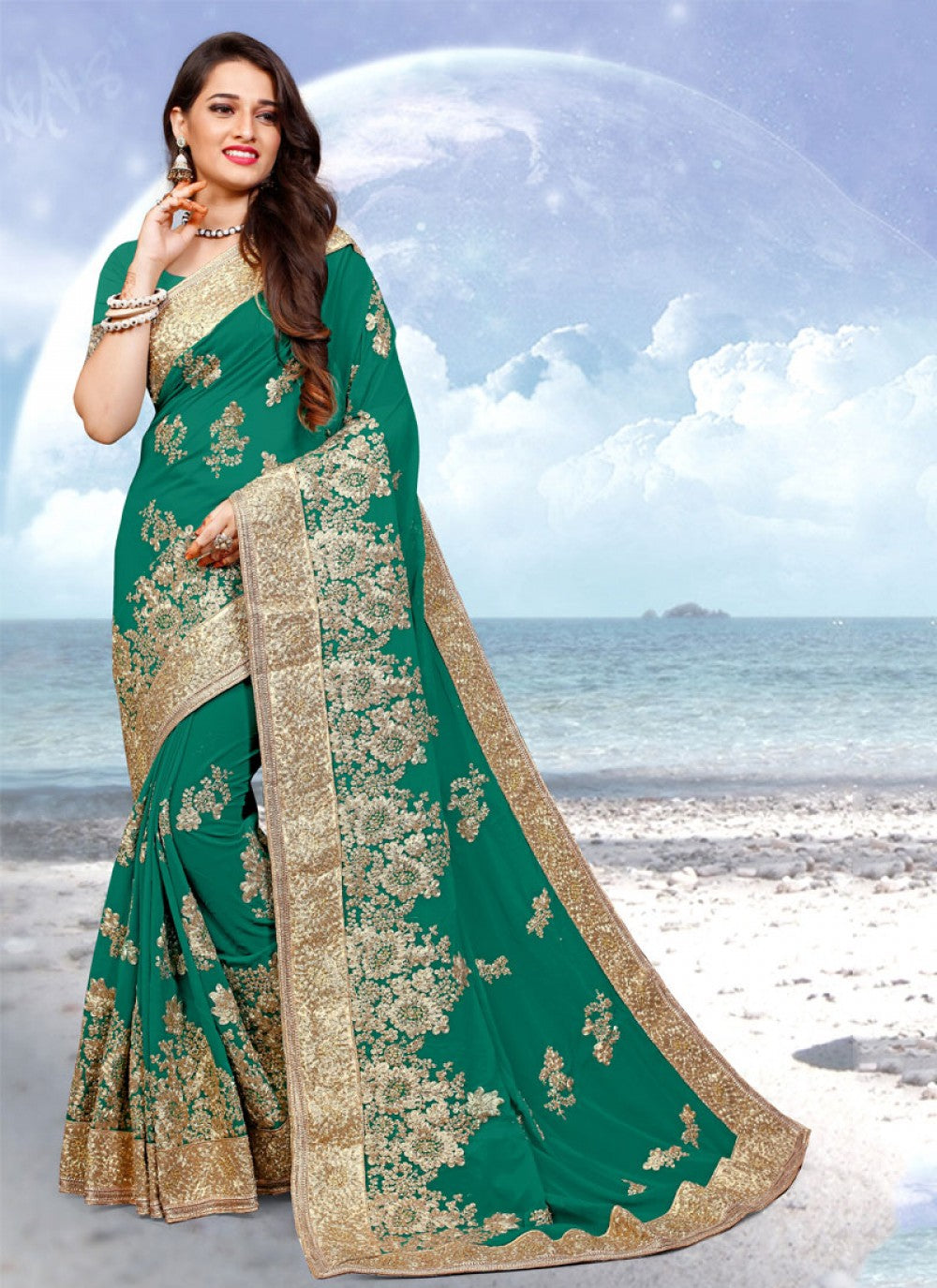 Classic Embroidered Georgette Saree - S0294